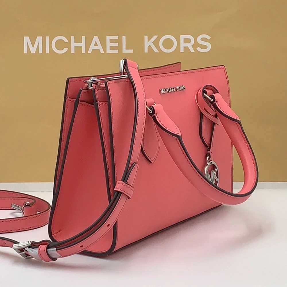 MICHAEL KORS SHEILA SMALL CENTER ZIP SATCHEL/ CROSSBODY TEA ROSE COLOR